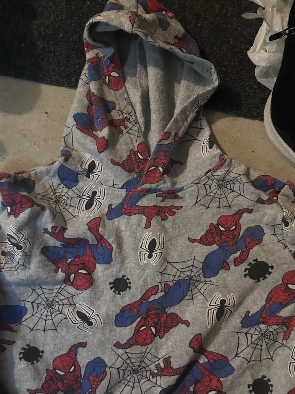 Marvel Gray Hoodie with Red & Blue Spider-Man Graphics